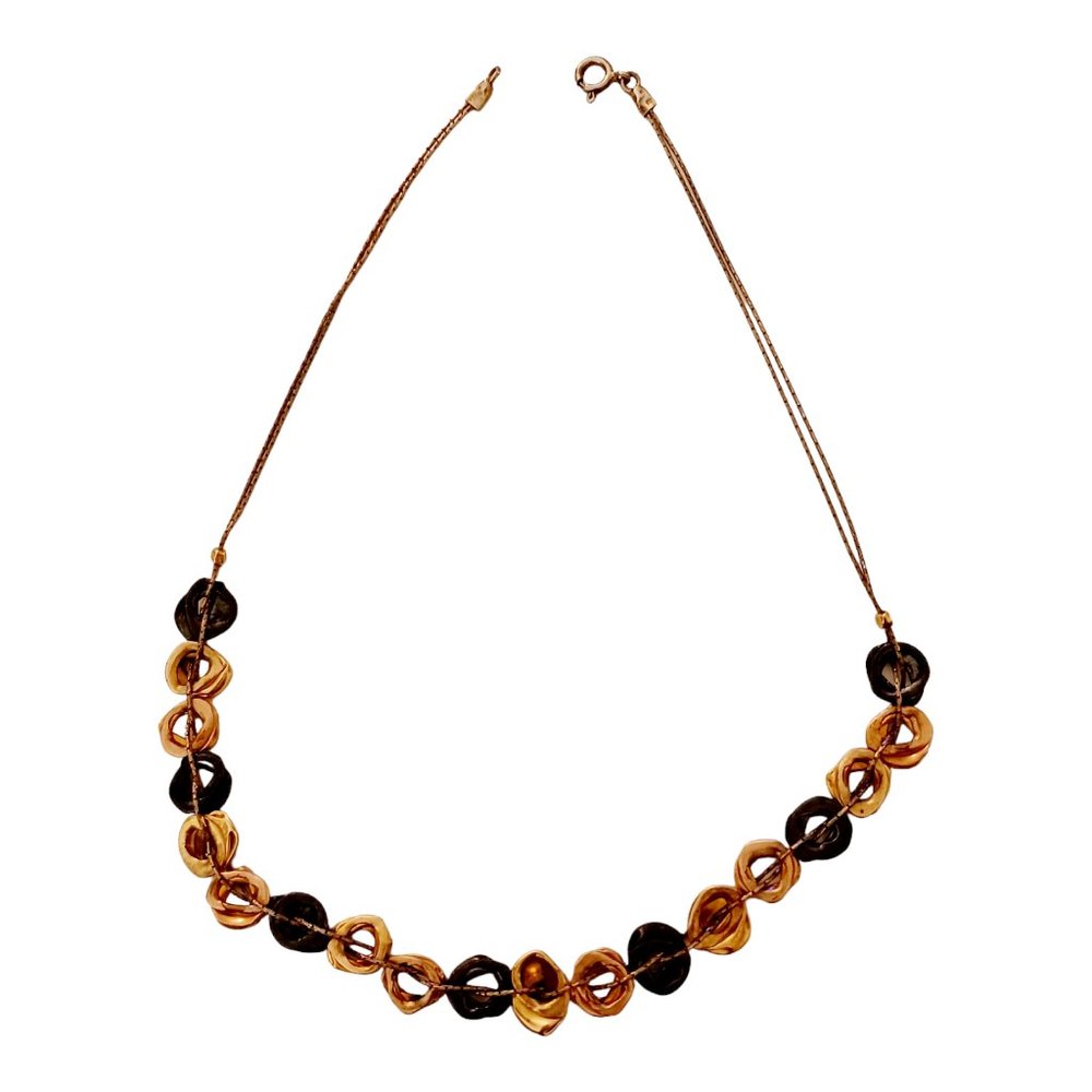 925 Sterling Silver Double Strand Woven Multicolor Circle Embellishment Necklace